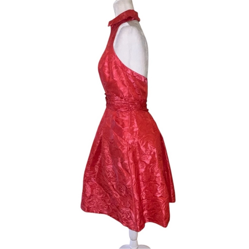 THEIA | Jacquard Textured Halter A-Line Dress - Picture 4 of 7